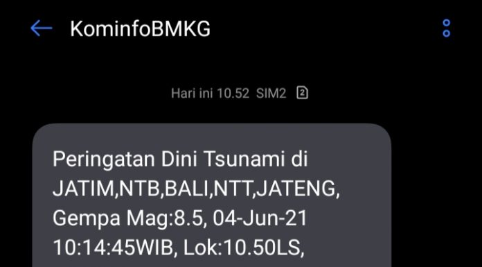 SMS Blast Perkiraan Gempa Magnito 8,5 Pada 4 Juni Mendatang, BMKG: Itu Tidak Benar
