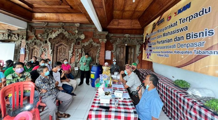 Tingkatkan Kemandirian Masyarakat, Fakultas Pertanian dan Bisnis Universitas Mahasaraswati Denpasar beri Literasi Terpadu