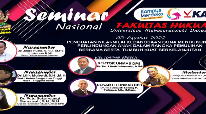 Dukung Perlindungan Anak, Seminar Nasional kembali digelar Fakultas Hukum Unmas Denpasar