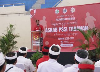 Hadiri Pelantikan Pengurus ASKAB PSSI Tabanan Periode 2023-2027, Ini Arahan Bupati Sanjaya