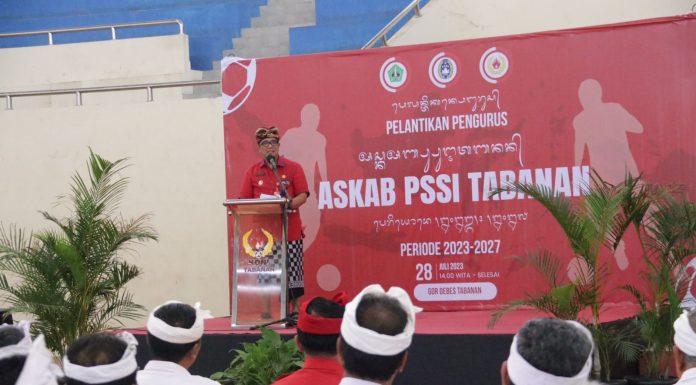 Hadiri Pelantikan Pengurus ASKAB PSSI Tabanan Periode 2023-2027, Ini Arahan Bupati Sanjaya