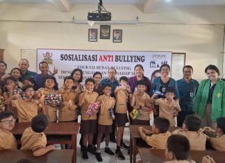 Sosialisasi Anti Bullying, Dua Dosen Fakultas Hukum Unmas Denpasar Sasar SD Saraswati 4 Denpasar