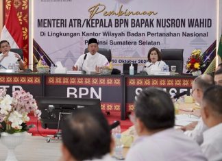 Pembinaan di Kanwil BPN Provinsi Sumsel, Menteri Nusron Tekankan Layanan Pertanahan yang Adaptif bagi Generasi Muda