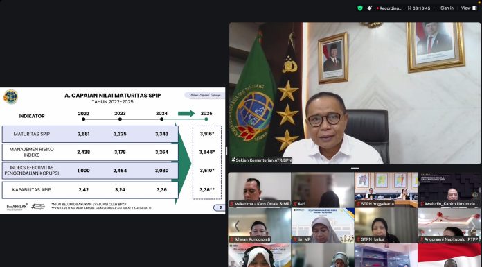 Sekjen Kementerian ATR/BPN Ingatkan Jajaran untuk Jalankan SPIP secara Kolaboratif