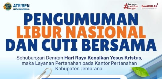 PENGUMUMAN LIBUR NASIONAL DAN CUTI BERSAMA KANTOR ATR/BPN JEMBRANA