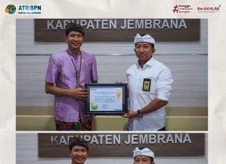 KANTOR PERTANAHAN KABUPATEN JEMBRANA RAIH PENGHARGAAN DARI PLN UPT BALI ATAS DUKUNGAN SERTIFIKASI ASET TANAH TAHUN 2025