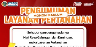 PENGUMUMAN LAYANAN PERTANAHAN DI KANTOR ATR/BPN KABUPATEN JEMBRANA