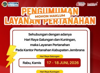 PENGUMUMAN LAYANAN PERTANAHAN DI KANTOR ATR/BPN KABUPATEN JEMBRANA