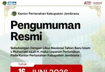 PENGUMUMAN LIBUR TAHUN BARU ISLAM 1448 HIJRIAH DI KANTOR ATR/BPN KABUPATEN JEMBRANA