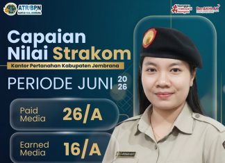 CAPAIAN NILAI STRAKOM BULAN JUNI KANTOR ATR/BPN KABUPATEN JEMBRANA