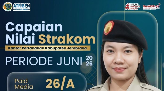 CAPAIAN NILAI STRAKOM BULAN JUNI KANTOR ATR/BPN KABUPATEN JEMBRANA