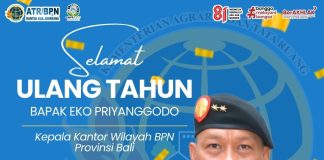 KANTOR PERTANAHAN KABUPATEN JEMBRANA UCAPKAN SELAMAT ULANG TAHUN KEPADA KEPALA KANTOR WILAYAH BPN PROVINSI BALI