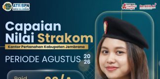 KANTOR PERTANAHAN KABUPATEN JEMBRANA CATAT CAPAIAN NILAI STRAKOM BULAN AGUSTUS