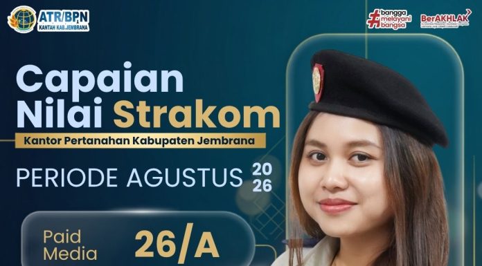 KANTOR PERTANAHAN KABUPATEN JEMBRANA CATAT CAPAIAN NILAI STRAKOM BULAN AGUSTUS