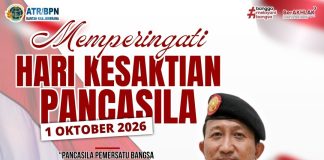 Kantor Pertanahan Kabupaten Jembrana Mengucapkan Selamat Memperingati Hari Kesaktian Pancasila, 1 Oktober 2026